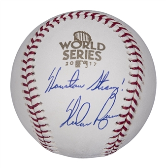 Nolan Ryan Signed & "Houston Strong!" Inscribed OML Manfred 2017 World Series Baseball (Ryan Holo & FSC)
